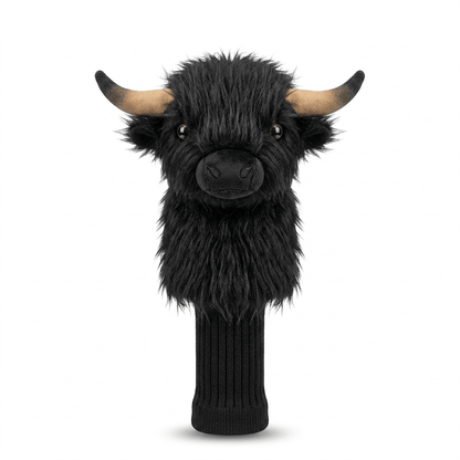 The Highland Cow Hooligan Head Cover - Black - Club Rehab