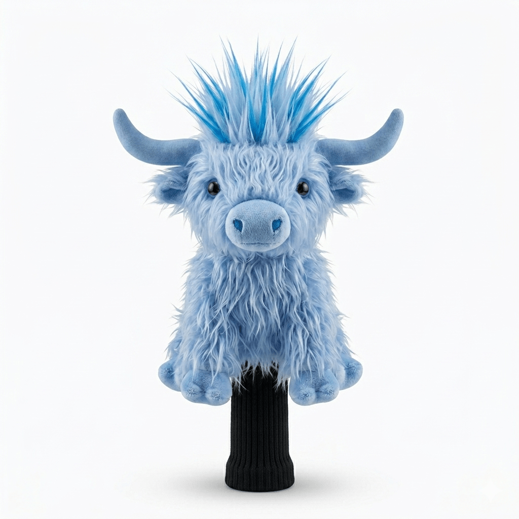 The Highland Cow Hooligan Head Cover - Light Blue - Club Rehab
