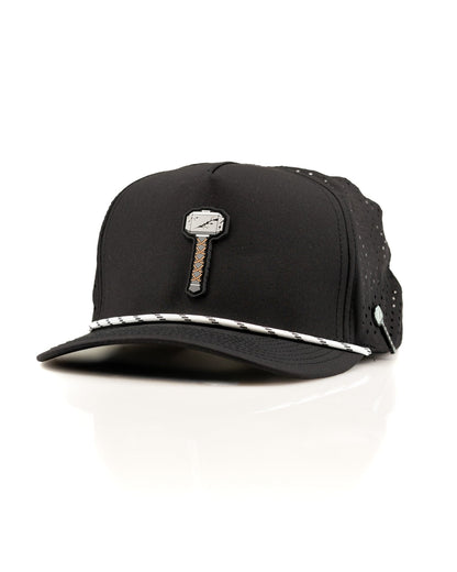 Thor's Hammer Black - Perforated Rope Hat - Club Rehab