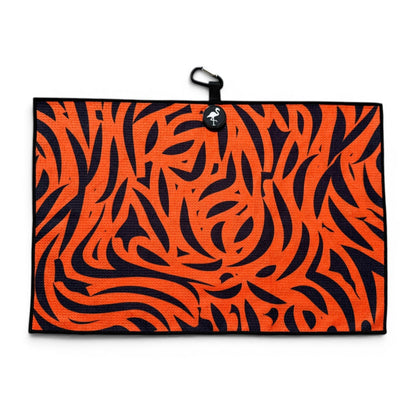 Tiger Tempo Golf Towel | 24” x 16” Microfiber Towel | Magnetic Clip & Carabiner | Premium Golf Accessory - Club Rehab
