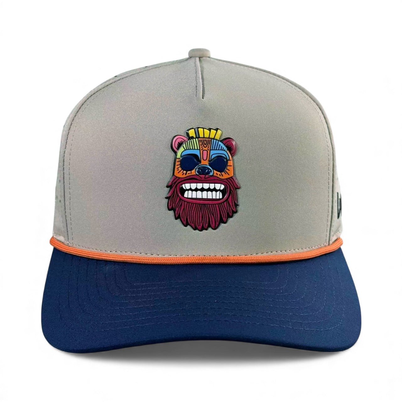 Tiki Bear Golf Hat | Snapback Cap | Built-in Magnetic Ball Marker Holder + Marker Included | Adjustable Multicolor - Club Rehab