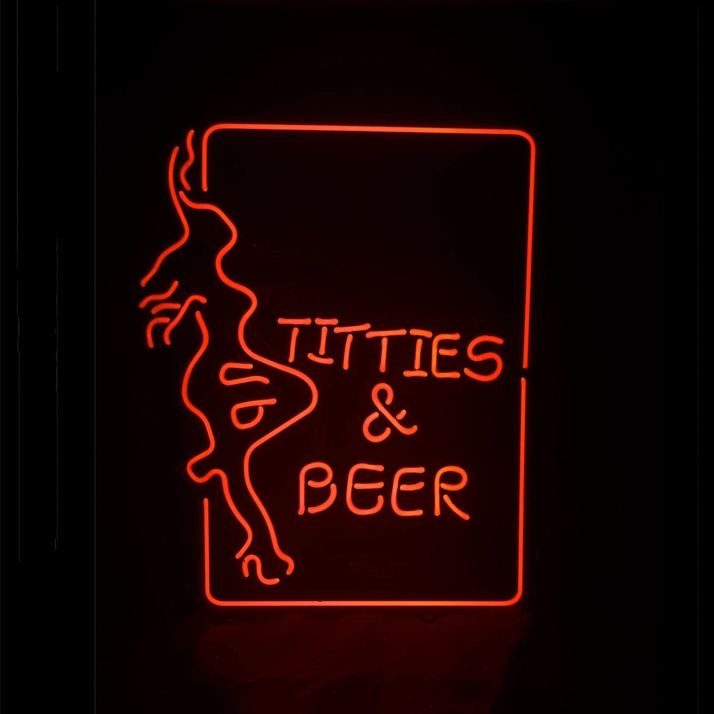 Titties Beer wit Girl Neon Sign Light - Club Rehab