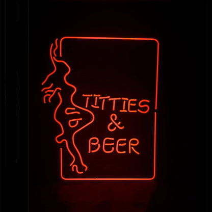 Titties Beer wit Girl Neon Sign Light - Club Rehab