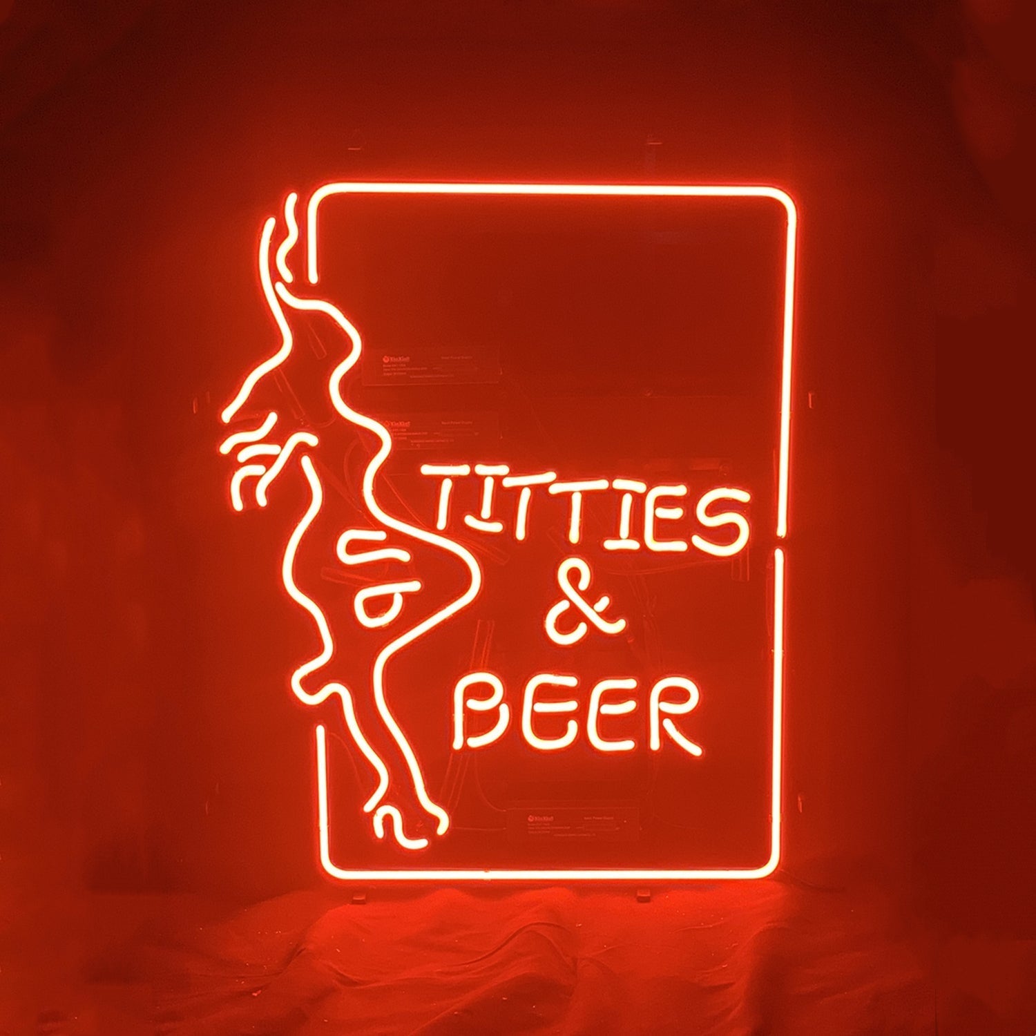Titties Beer wit Girl Neon Sign Light - Club Rehab
