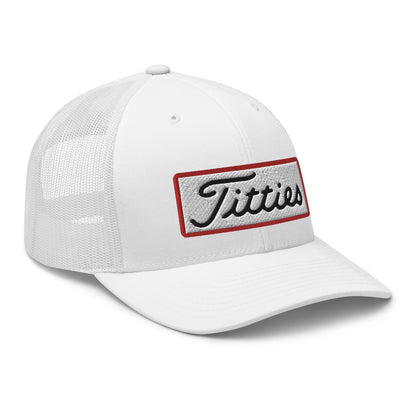 Titties Patch Trucker Hat - White - Club Rehab