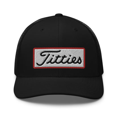 Titties Patch Trucker Hat - Black - Club Rehab