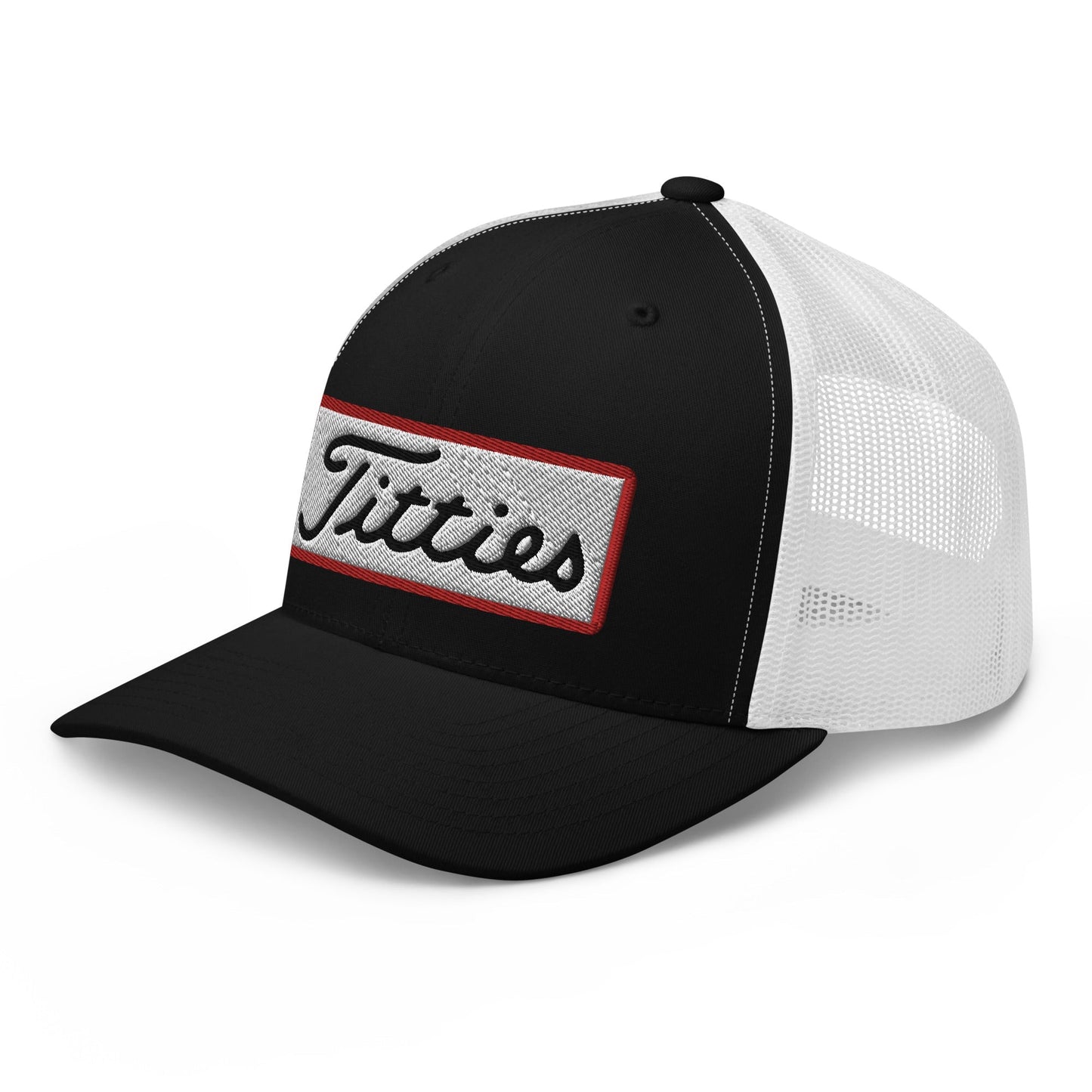 Titties Patch Trucker Hat - Black/ White - Club Rehab