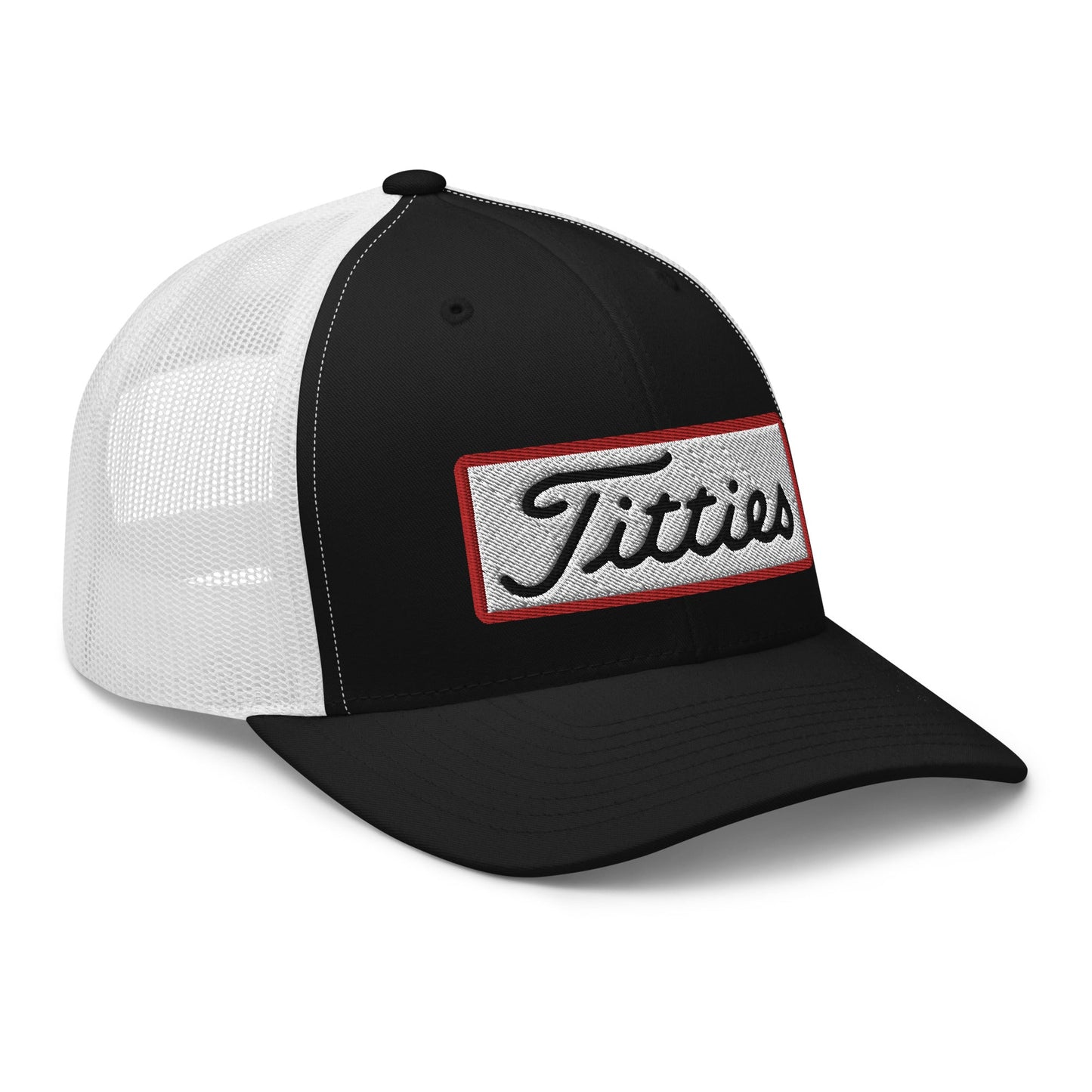 Titties Patch Trucker Hat - Black/ White - Club Rehab