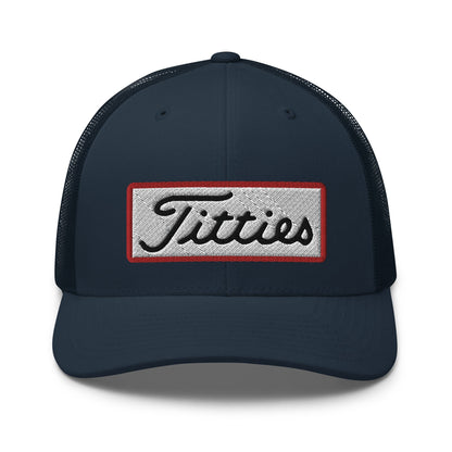 Titties Patch Trucker Hat - Navy - Club Rehab
