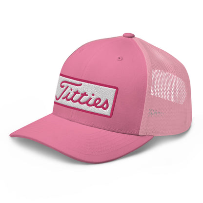 Titties Patch Trucker Hat - Pink - Club Rehab