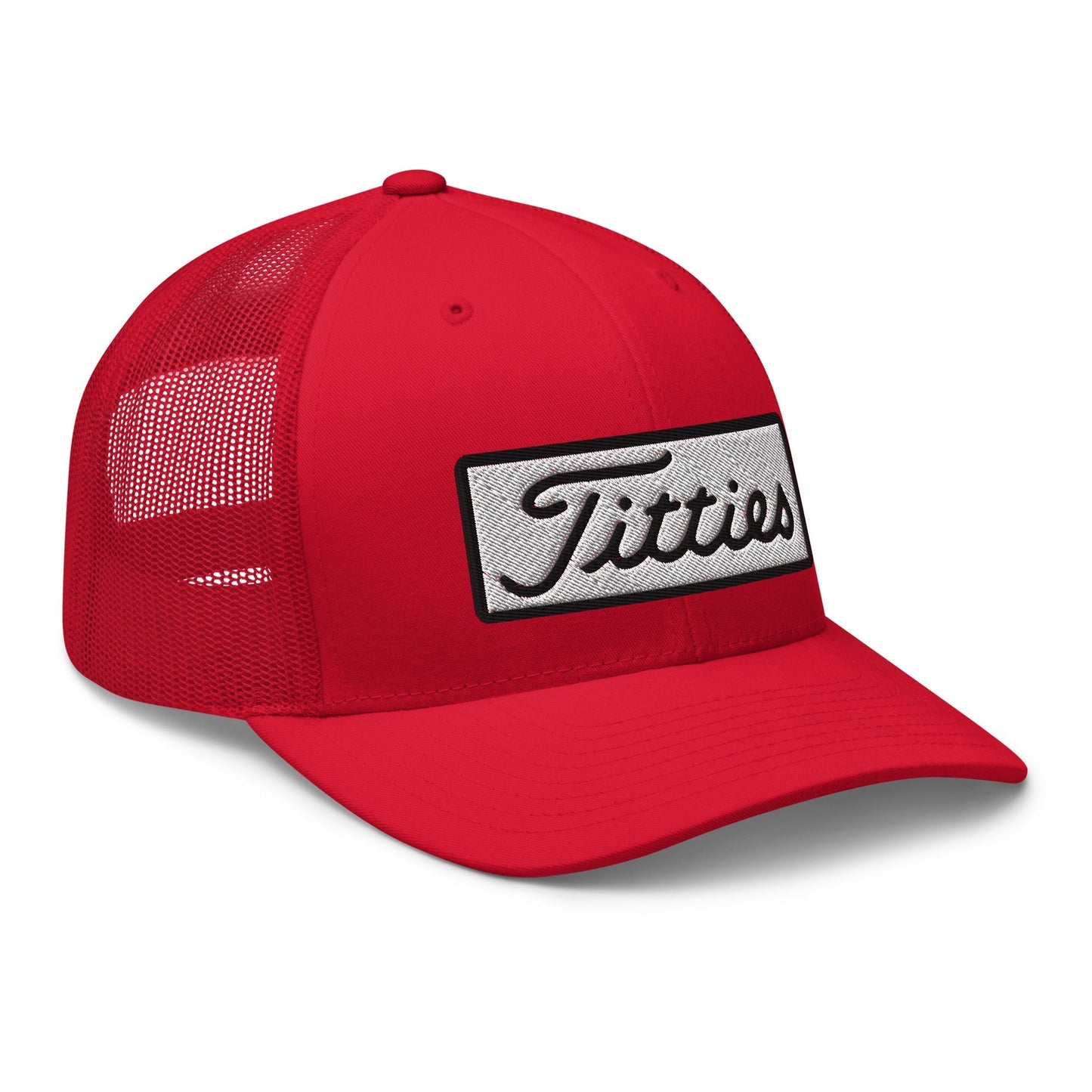 Titties Patch Trucker Hat - Red - Club Rehab