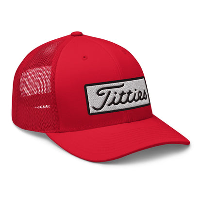Titties Patch Trucker Hat - Red - Club Rehab