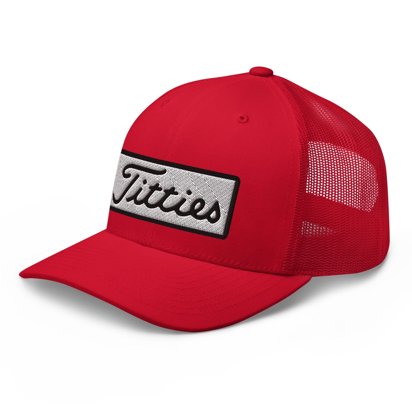 Titties Patch Trucker Hat - Red - Club Rehab