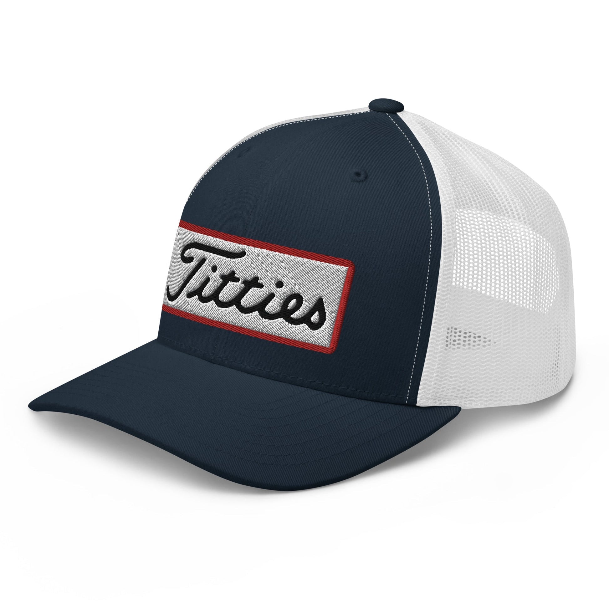 Titties Patch Trucker Hat - Navy/ White - Club Rehab