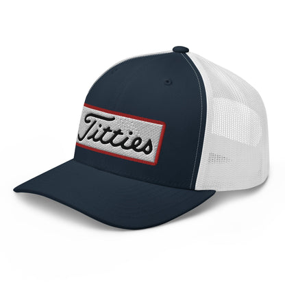 Titties Patch Trucker Hat - Navy/ White - Club Rehab