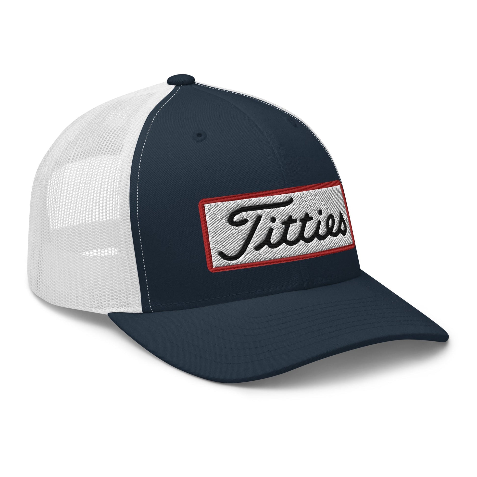 Titties Patch Trucker Hat - Navy/ White - Club Rehab