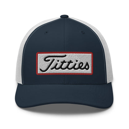 Titties Patch Trucker Hat - Navy/ White - Club Rehab