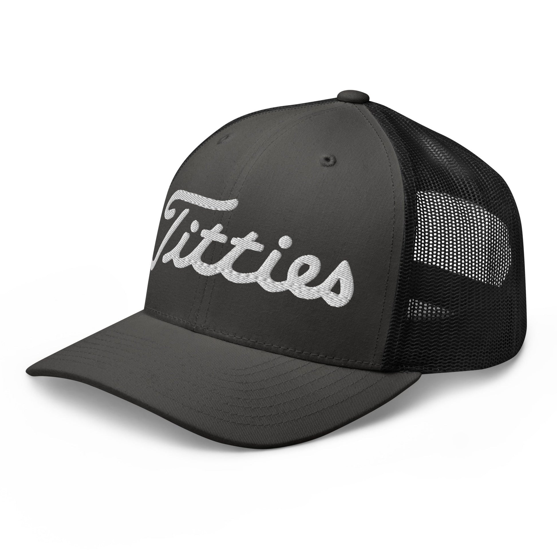 Titties Trucker Hat - Charcoal/ Black - Club Rehab