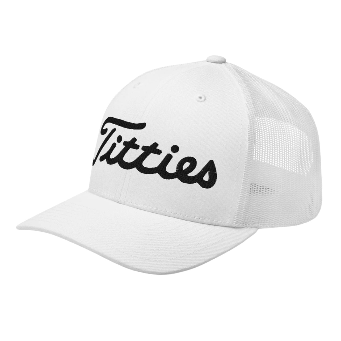 Titties Trucker Hat - White - Club Rehab