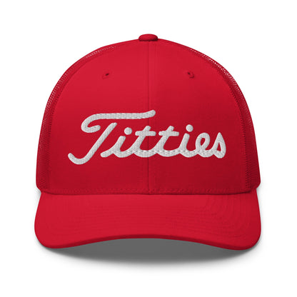 Titties Trucker Hat - Red - Club Rehab