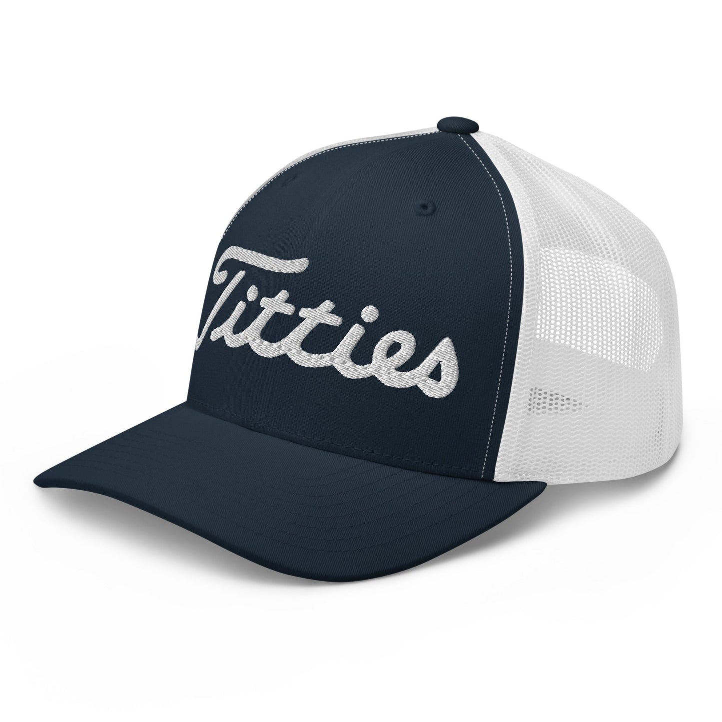 Titties Trucker Hat - Navy/ White - Club Rehab