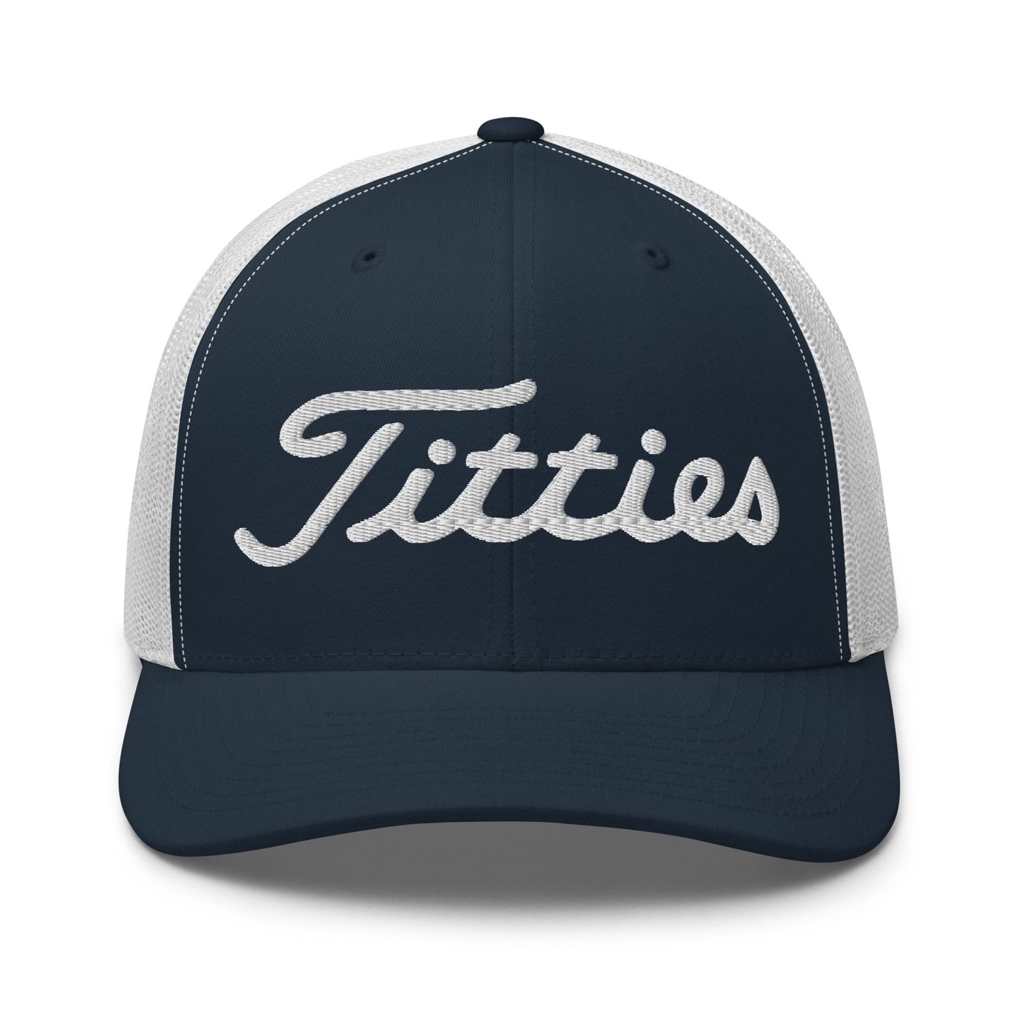 Titties Trucker Hat - Navy/ White - Club Rehab