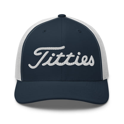 Titties Trucker Hat - Navy/ White - Club Rehab