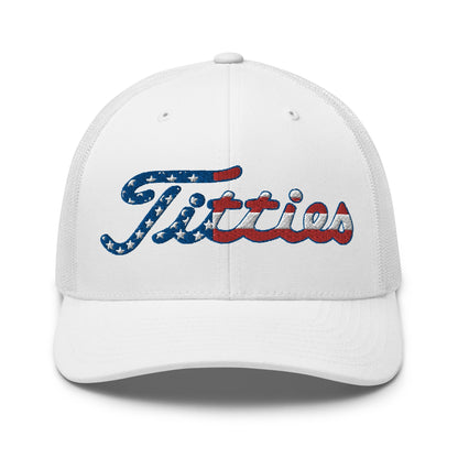 Titties USA Trucker Hat - White - Club Rehab