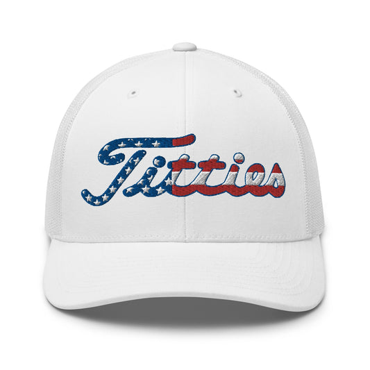 Titties USA Trucker Hat - White - Club Rehab