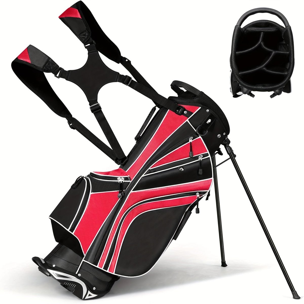 Tour Pro Golf Stand Cart Bag with 6 - Way Divider - Club Rehab - golf bagRed45430462480576