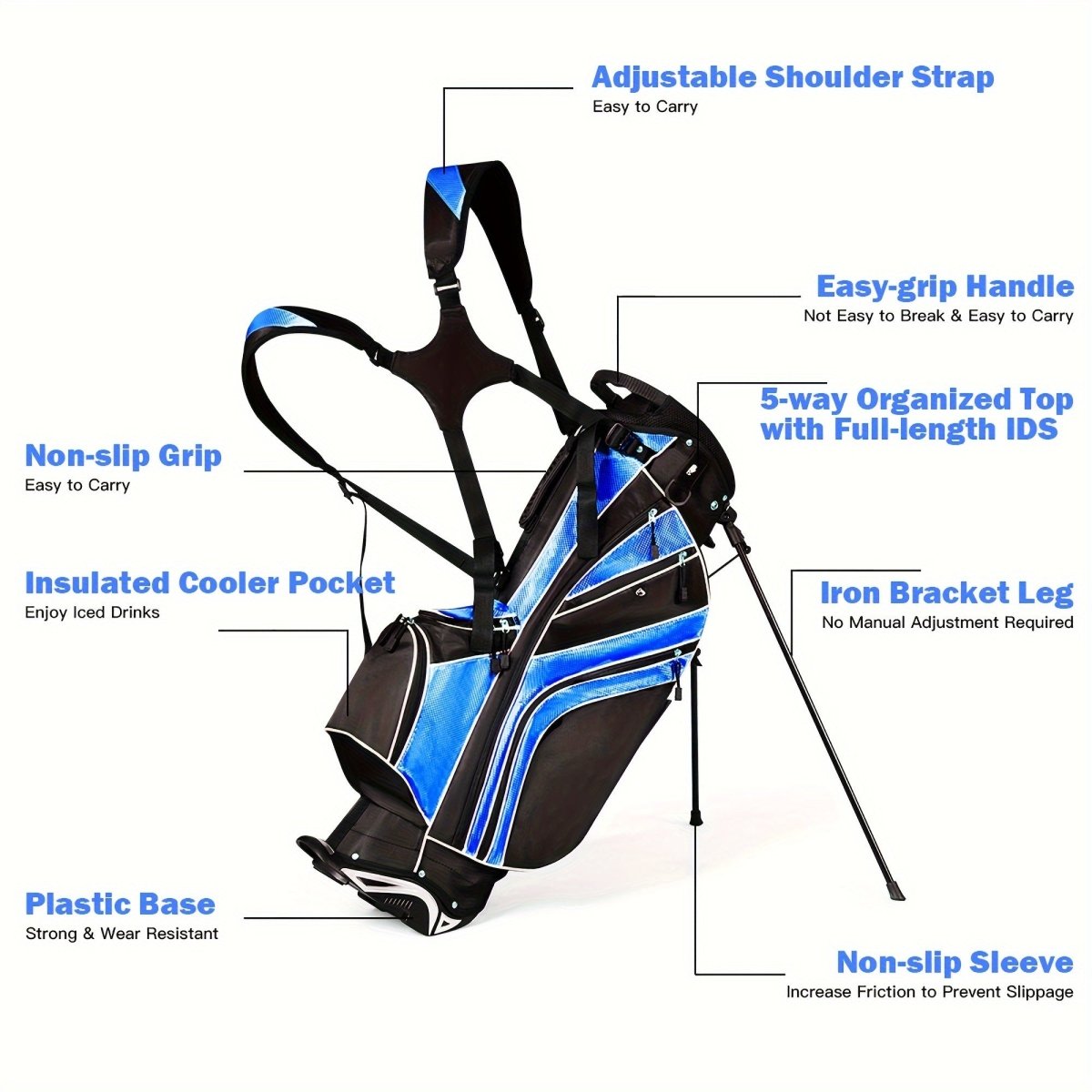 Tour Pro Golf Stand Cart Bag with 6 - Way Divider - Club Rehab - golf bagBlueTour Pro Golf Stand Cart Bag with 6 - Way Divider