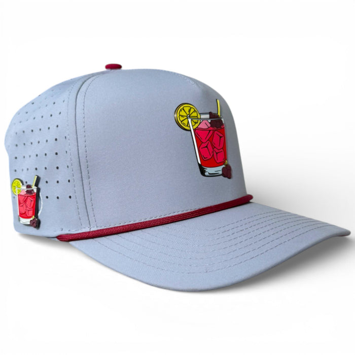 Transfusion Golf Hat | Snapback Cap | Built - in Magnetic Ball Marker Holder + Marker Included | Adjustable Light Gray - Club Rehab