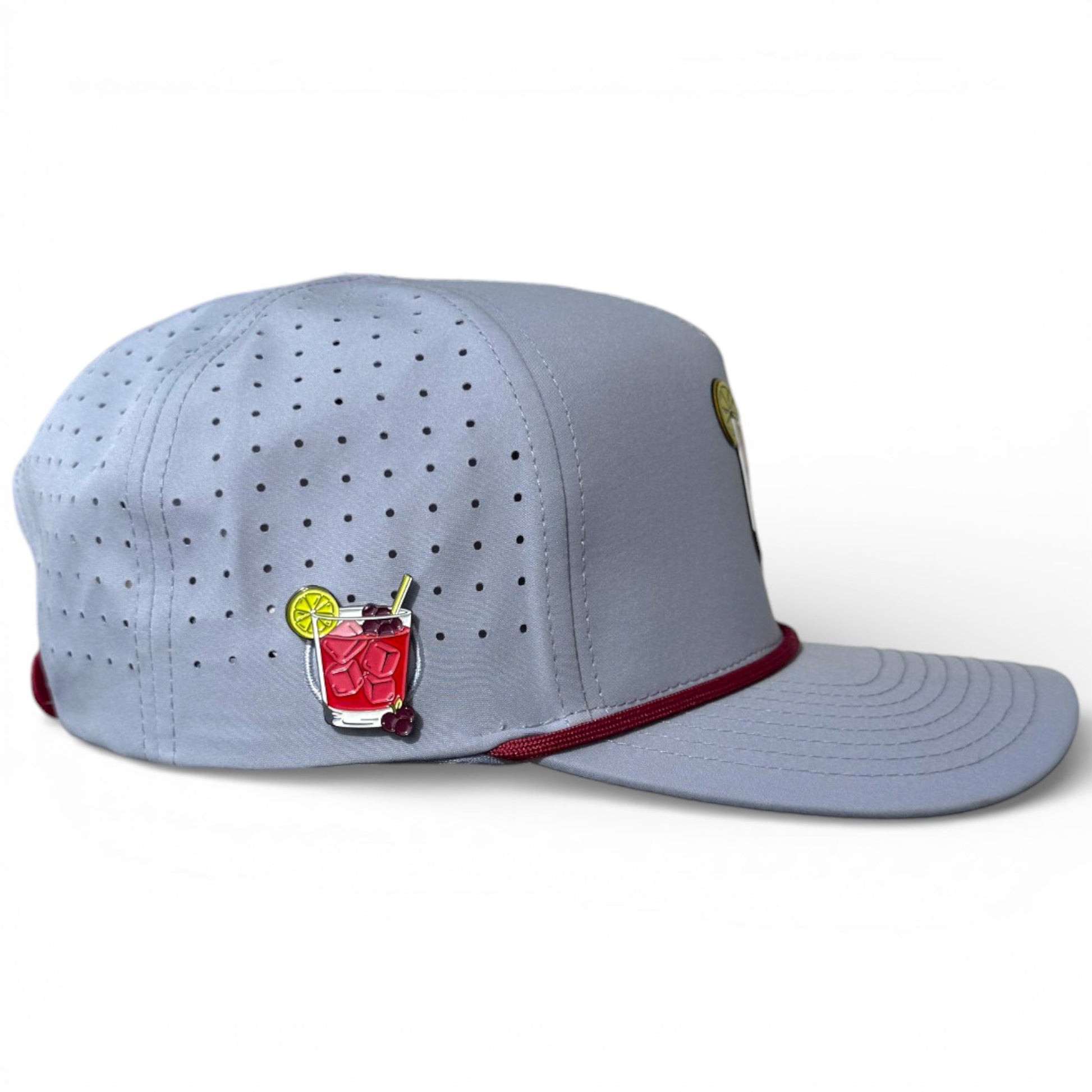 Transfusion Golf Hat | Snapback Cap | Built - in Magnetic Ball Marker Holder + Marker Included | Adjustable Light Gray - Club Rehab