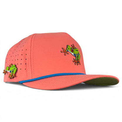 Tree Frog Golf Hat | Snapback Cap | Built-in Magnetic Ball Marker Holder + Marker Included | Adjustable | Red Eyed - Club Rehab