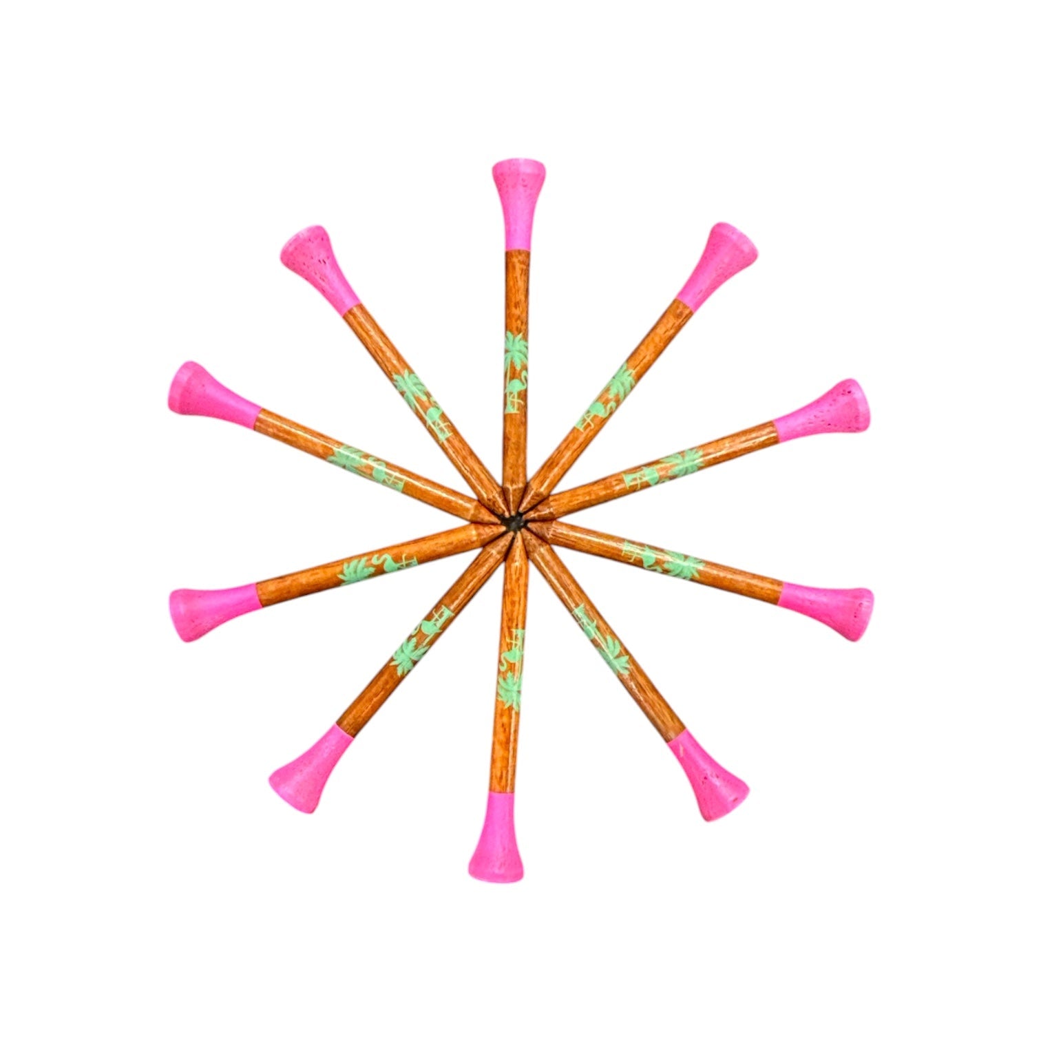 Tropical Pink Premium Wooden Golf Tees | 2 3/4” Standard Size | 45 Pack Set | Durable Painted Wood Tees | Unique Designs - Club Rehab