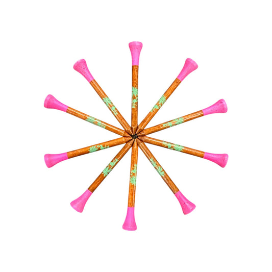 Tropical Pink Premium Wooden Golf Tees | 2 3/4” Standard Size | 45 Pack Set | Durable Painted Wood Tees | Unique Designs - Club Rehab