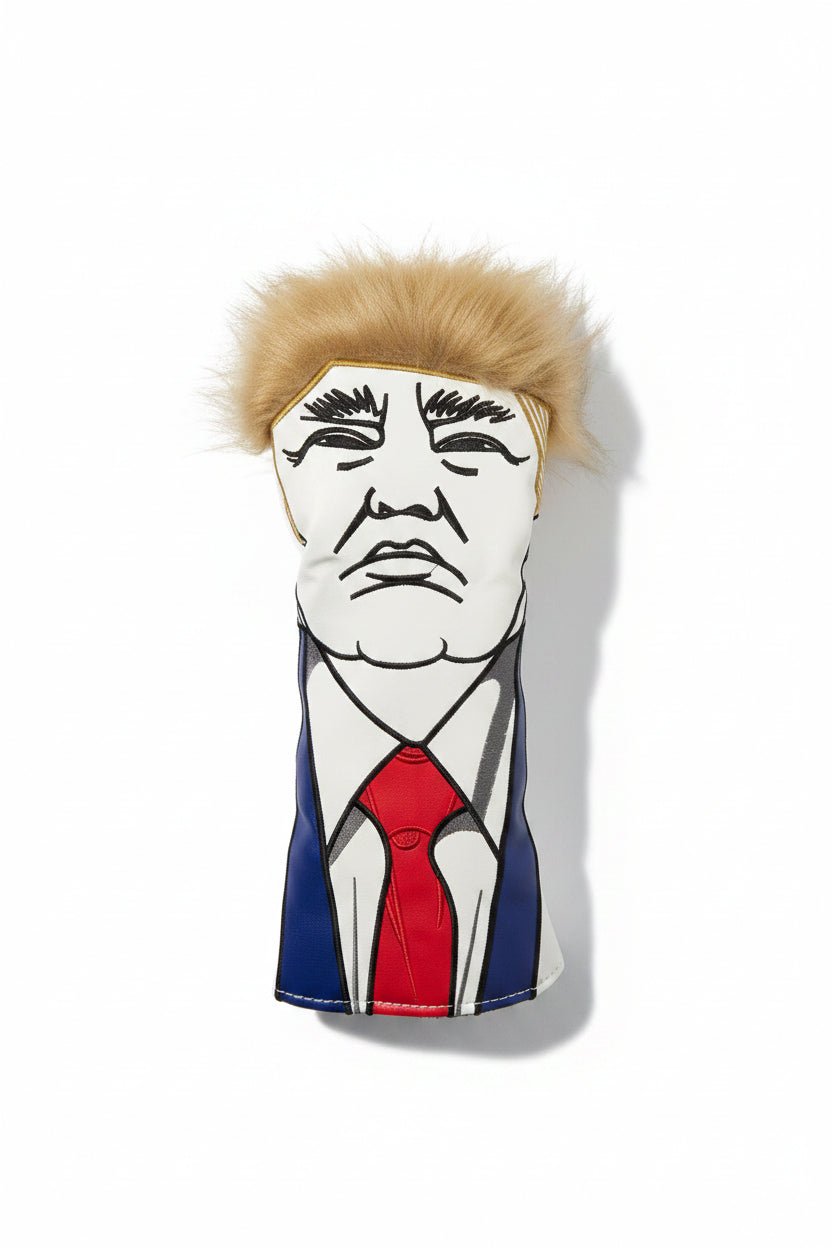 trump fairway head cover with amazing hair