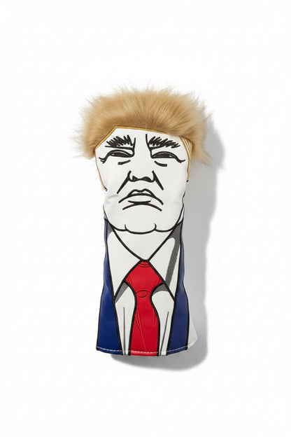 trump fairway head cover with amazing hair