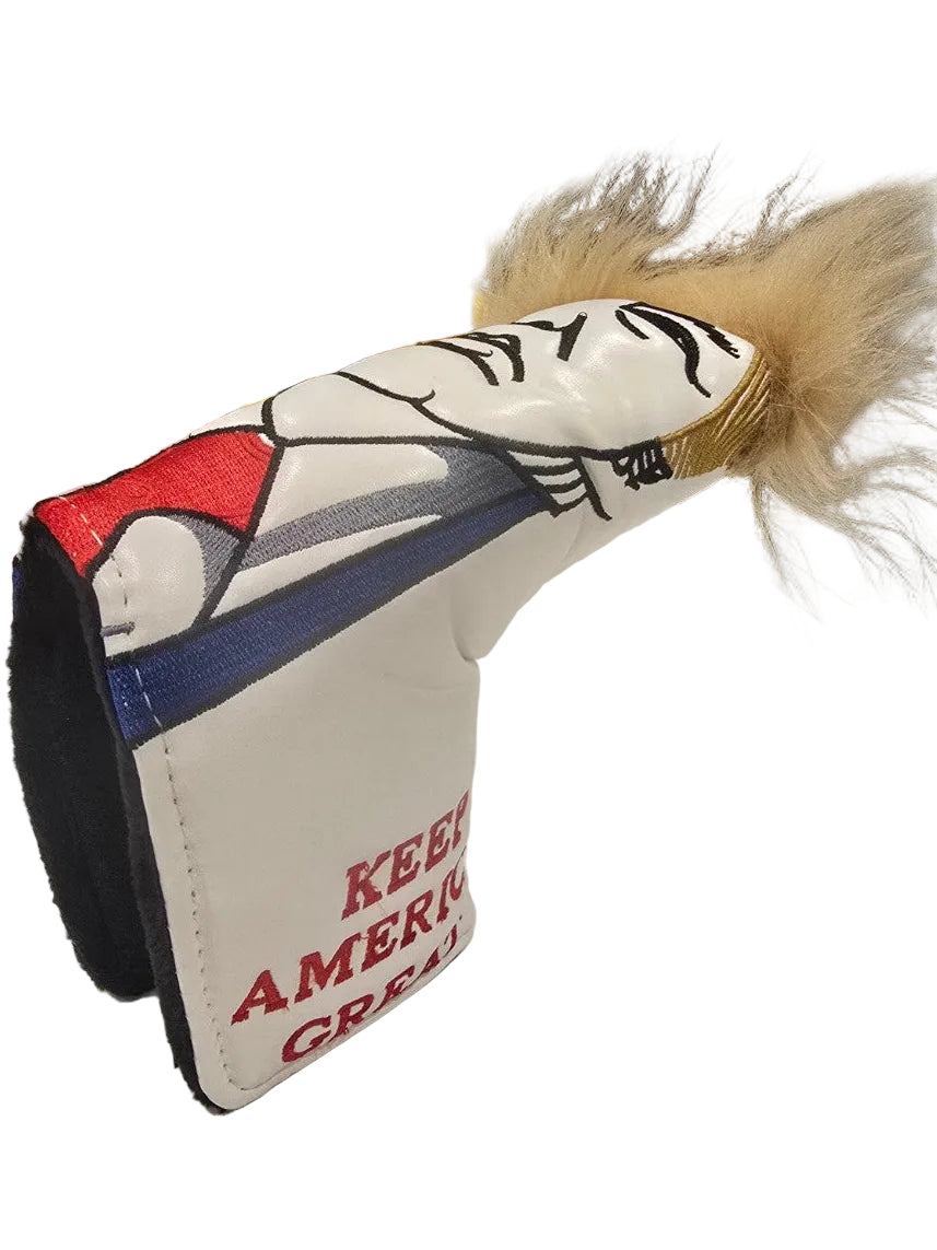 Small pouch with 'Keep America Great' text on a white surface