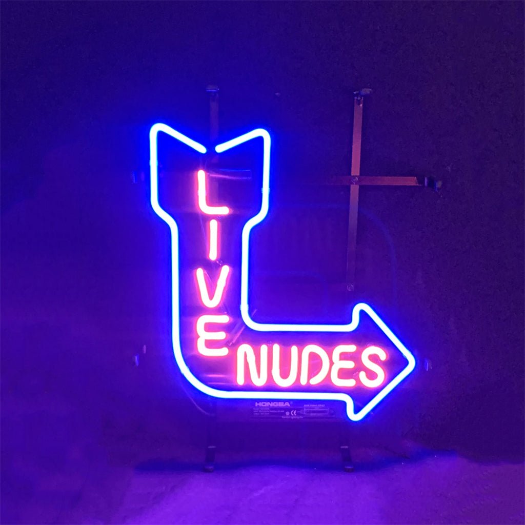 Turn Right Arrow Live Nudes Neon Signs - Club Rehab