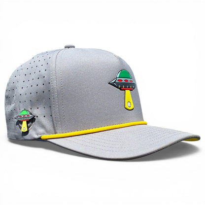 UFO Golf Hat | Snapback Cap | Built-in Magnetic Ball Marker Holder + Marker Included | Adjustable | Alien Gray - Club Rehab