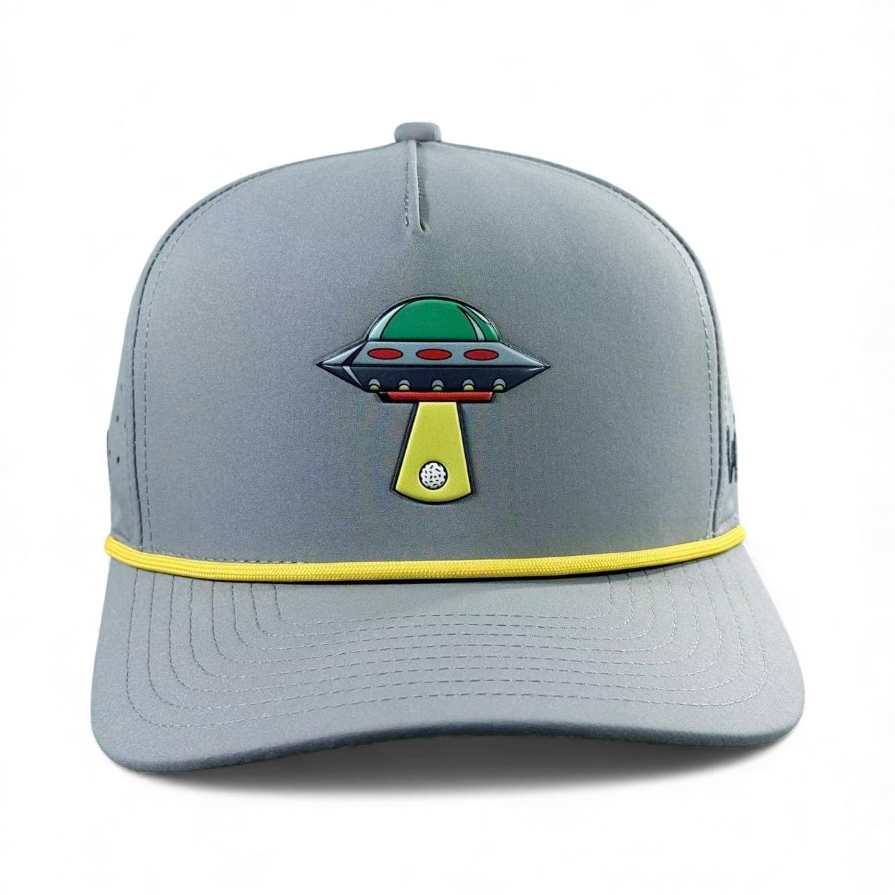 UFO Golf Hat | Snapback Cap | Built-in Magnetic Ball Marker Holder + Marker Included | Adjustable | Alien Gray - Club Rehab