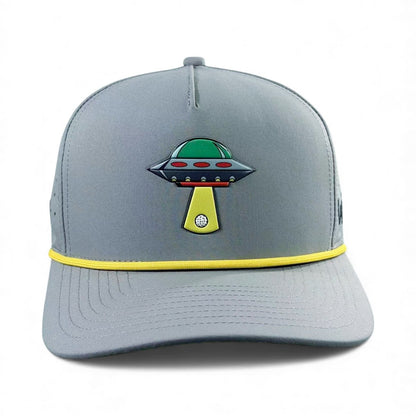 UFO Golf Hat | Snapback Cap | Built-in Magnetic Ball Marker Holder + Marker Included | Adjustable | Alien Gray - Club Rehab