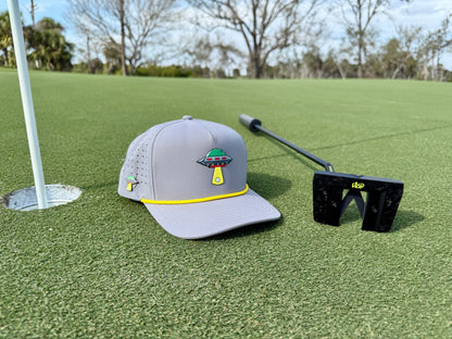 UFO Golf Hat | Snapback Cap | Built-in Magnetic Ball Marker Holder + Marker Included | Adjustable | Alien Gray - Club Rehab