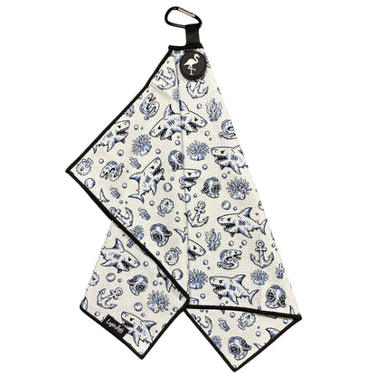 Under the Sea Shark Magnetic Golf Towel | 24 x 16 - Club Rehab