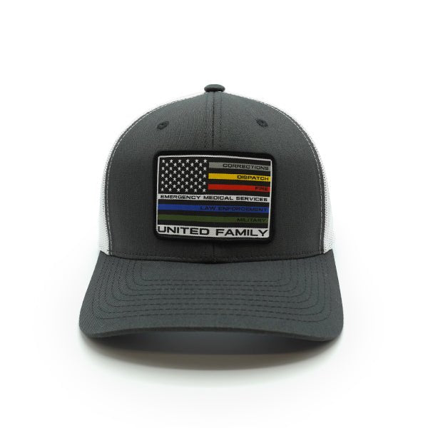 United Family Woven Patch Hat - Curved Bill Snapback Charcoal / White - Club Rehab