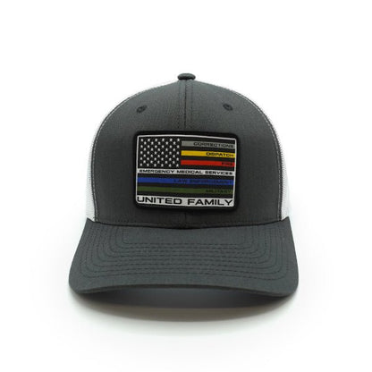 United Family Woven Patch Hat - Curved Bill Snapback Charcoal / White - Club Rehab