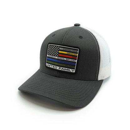 United Family Woven Patch Hat - Curved Bill Snapback Charcoal / White - Club Rehab
