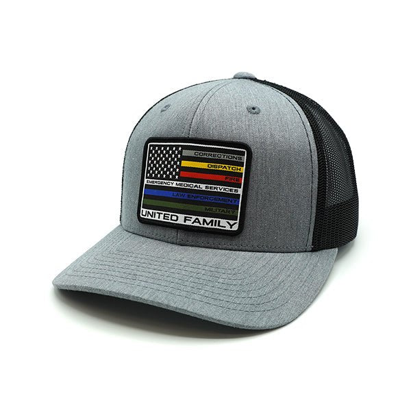 United Family Woven Patch Hat - Curved Bill Snapback Heather Grey / Black - Club Rehab