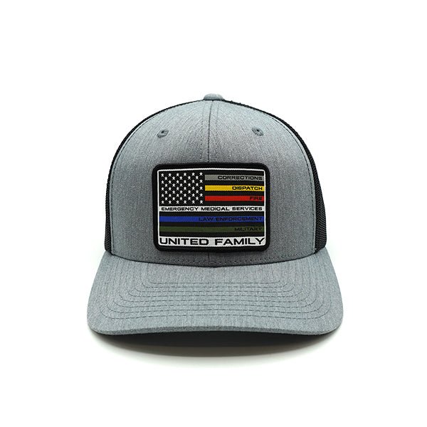 United Family Woven Patch Hat - Curved Bill Snapback Heather Grey / Black - Club Rehab